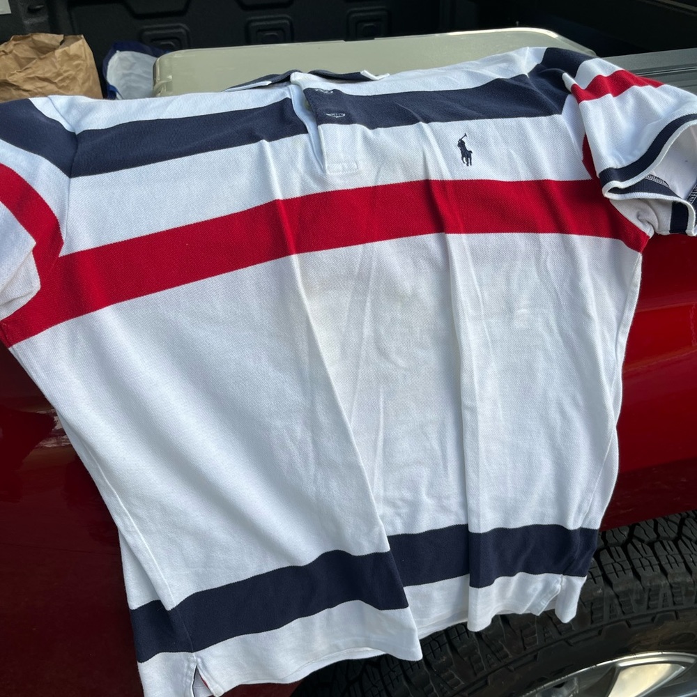 Red white and blue polo